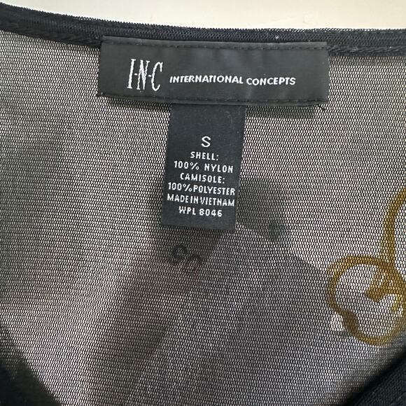 International Concepts Tank Tops Women Sz S Black V-Neck Chiffon Scarf Cardigan - Picture 5 of 6